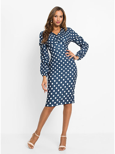 Rochie bleumarin-ecru buline