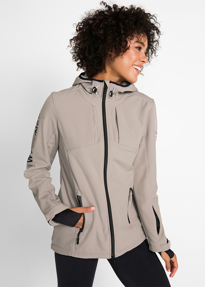 Geacă din softshell gri-bej