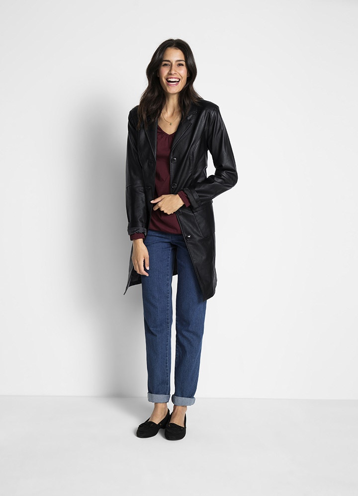 Taior lung, imitaţie piele negru