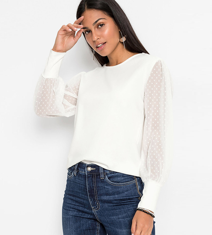 Bluză cu mâneci din şifon