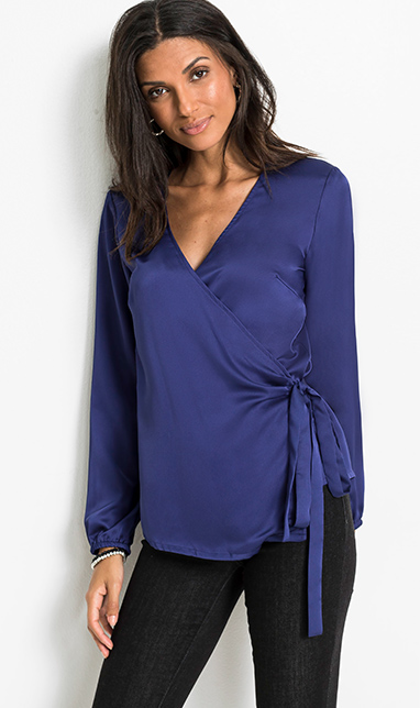 Bluză din satin bleumarin