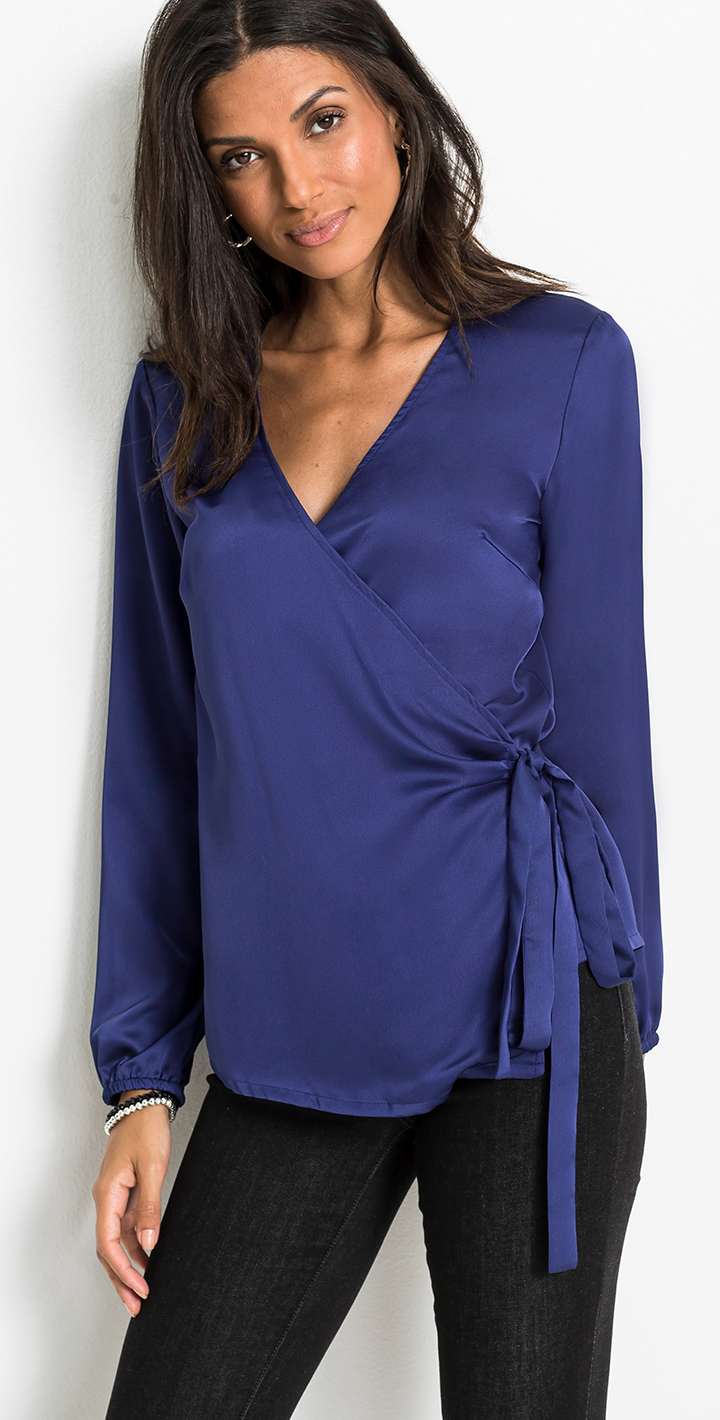 Bluză din satin bleumarin