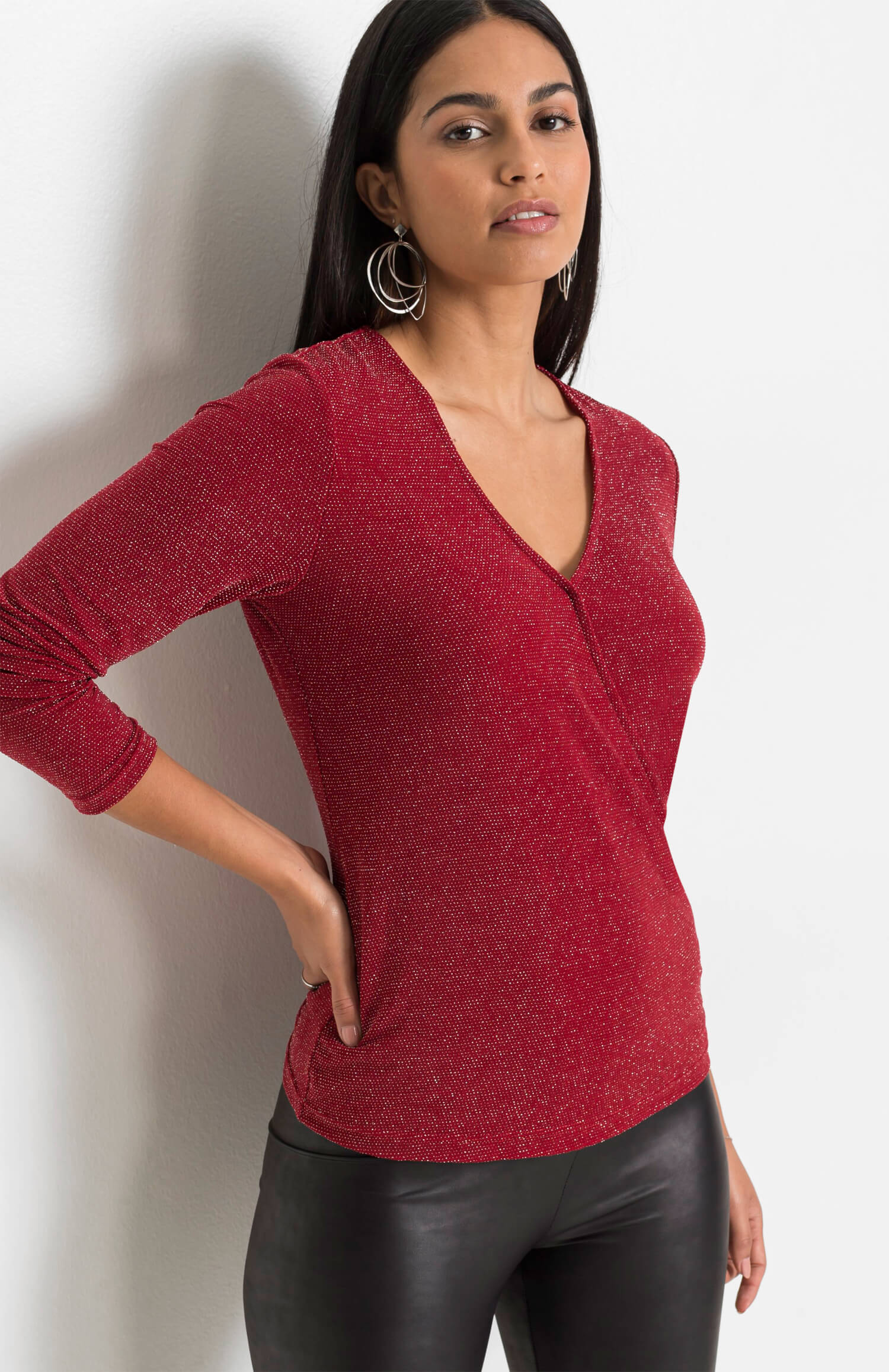 Bluză parte peste parte, cu efect strălucitor